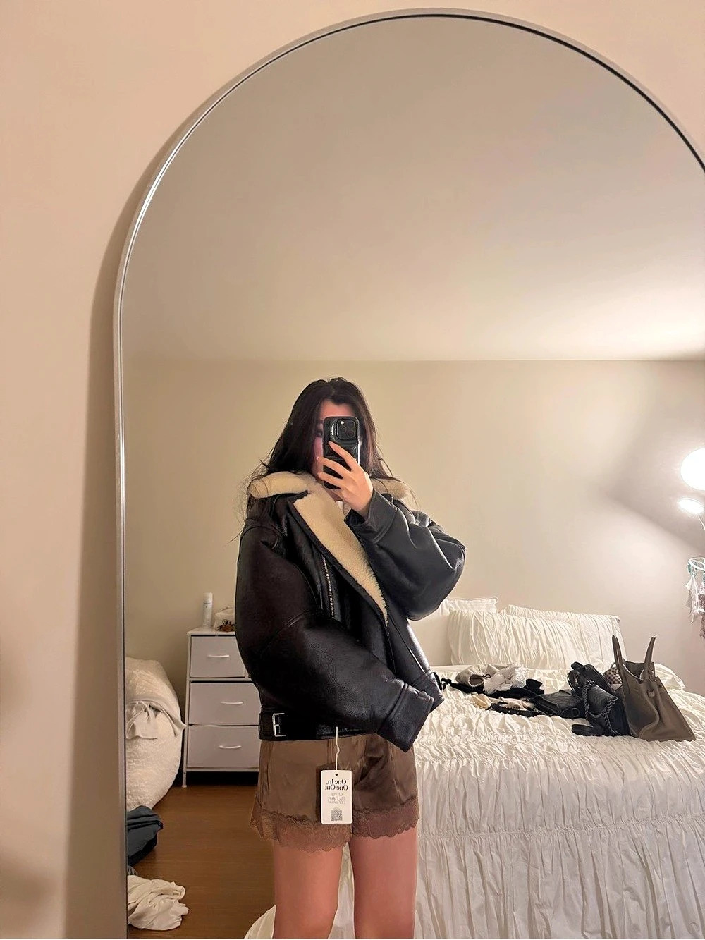 Acne Studios Shearling-Lined Leather Biker Jacket - Picture 7 of 7